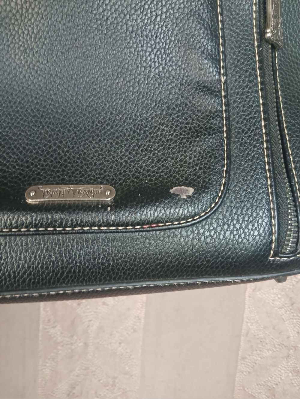 Trinity Ranch Women’s Tooled Cowhide Accent Tote Bag View 6